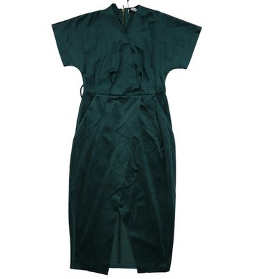 Closet London Dress Womens 4 Green Kimono Wrap Over Midi Short Sleeve Back  Zip | eBay