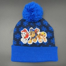 Nickelodeon Paw Patrol Blue Toddler Cuffed Pom Beanie Hat Snowflakes Winter Cap