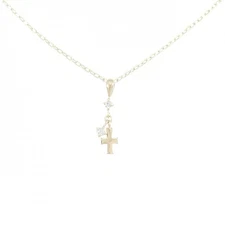 Authentic K10YG Cross White Sapphire Necklace  #260-007-480-8748