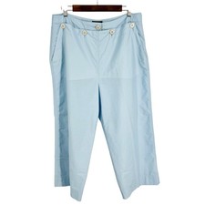 Ralph Lauren Womens 16 Nautical Sailor Pants Light Blue Cropped Capri Ocean