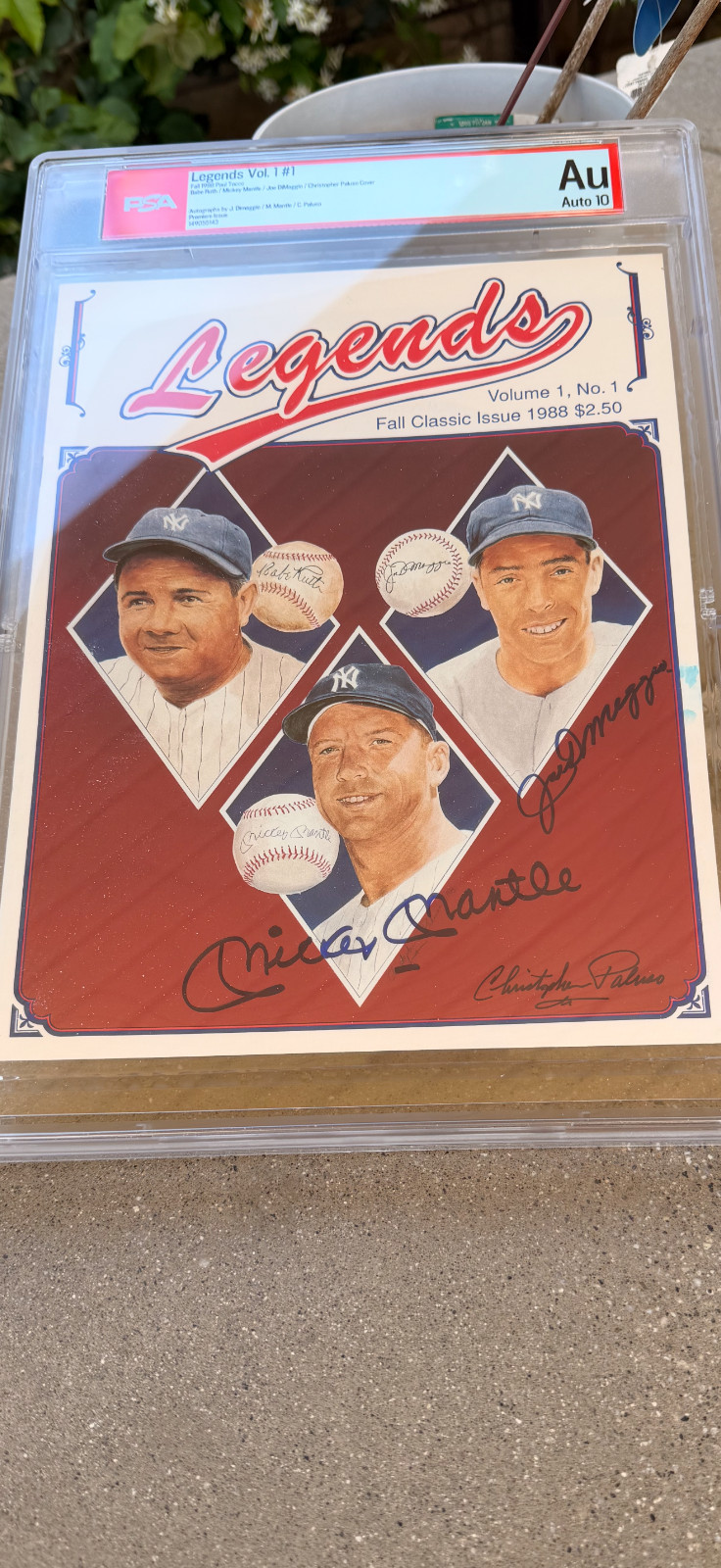 Mantle & Dimaggio signed Volume 1 Legends Magazine Authenticated by PSA a 10.