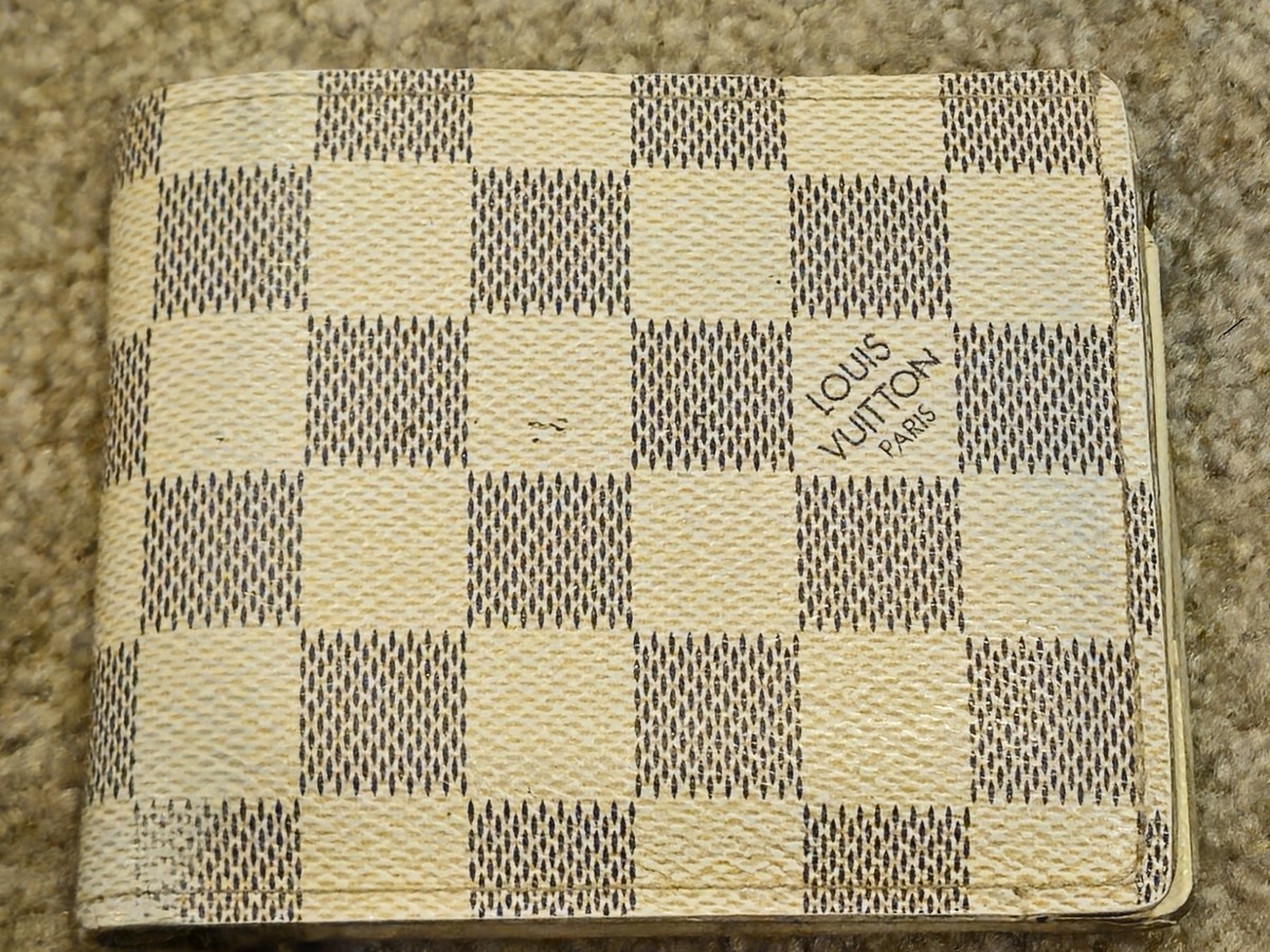 Mens Wallet White Checkered Lv Wallet Authentic Louis Vuitton Azur