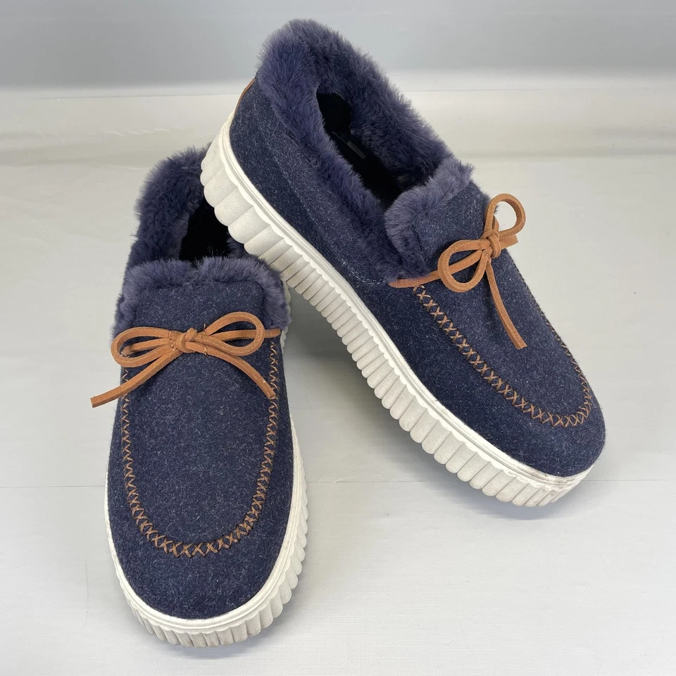 Туфли женские Skechers размер 9,5 темно-синие из искусственного меха мокасины тапочки комфорт из пеноматериала с эффектом памяти - Изображение 2 из 4