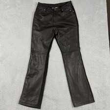 Vintage Harley Davidson Black Leather Pants Womens Size 38/10 W Riding H2901
