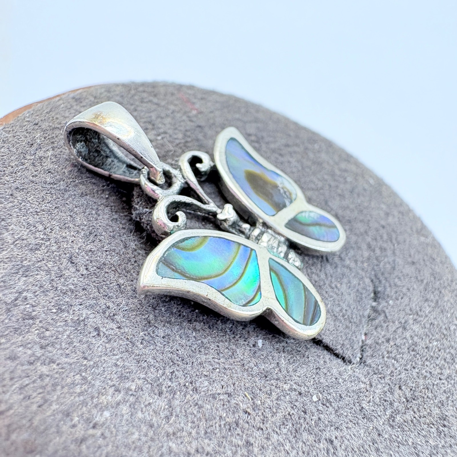 VTG Solid Sterling Silver 925 Abalone Butterfly P… - image 2