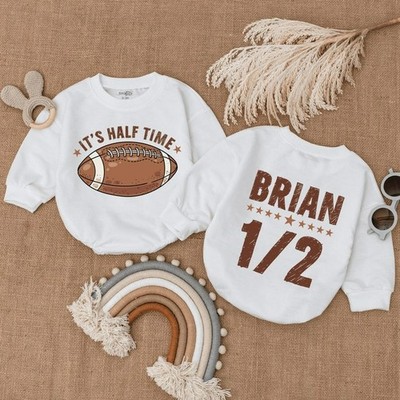 Custom It's Halftime Romper, Football Half Birthday, Football Game Day, Bubble R