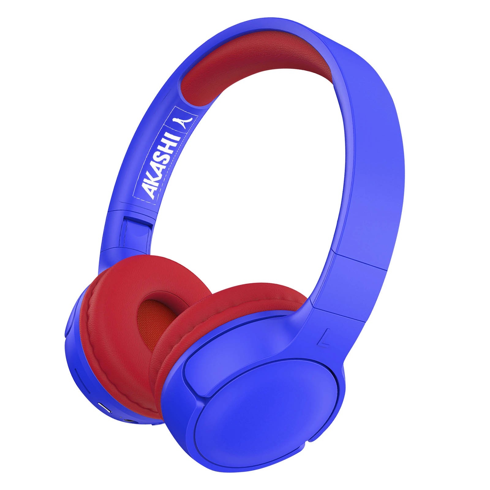 Casque Bluetooth 5.1 pour enfant Akashi pliable bleu et rouge autonomie 8h
