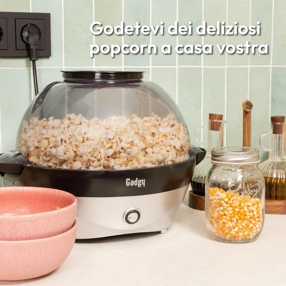 Macchina per Popcorn – Popcorn Maker Elettrico 800W Con Piastra Antiaderente & M - Immagine 2 di 4