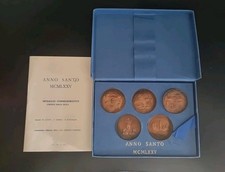 ANNO SANTO 1975 5 MEDAGLIE IN BRONZO COMMEMORATIVE CON CERTIFICATO E SCATOLA OR