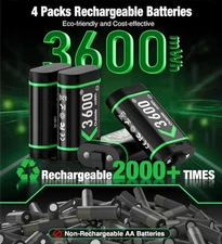 (4) 3600mWh Rechargeable Battery Packs For Controller Xbox One X/S & Series X|S