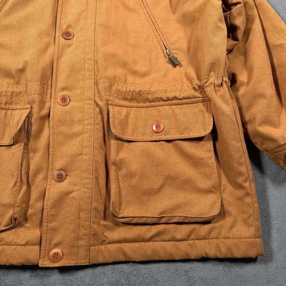 Vintage LL Bean Jacket Mens XL Brown Canvas Wool Lined Hooded Parka Made USA 90s - Image 3 of 4