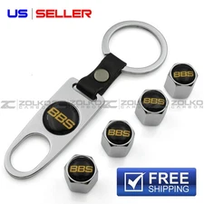 VALVE STEM CAPS + KEYCHAIN WHEEL TIRE SILVER BBS STYLE - US SELLER