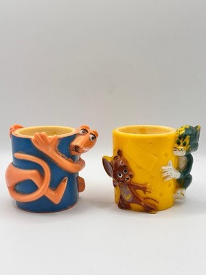 Vintage Pink Panther und Tom und Jerry 1970 1974 Kunststoff Eierbecher
