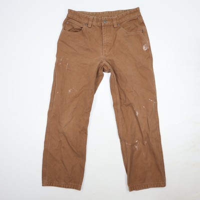 Duluth Trading Pants Mens 32x30 Beige Canvas Paint Stains Work Distressed