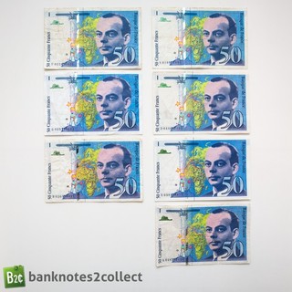 FRANCE: 7 x 50 French Franc Banknotes.