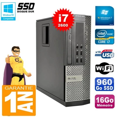 PC DELL 990 SFF Core I7-2600 Ram 16Go Disque 960Go SSD Graveur Wifi W7 - Photo 1/3