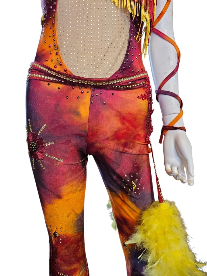 Burgundy Red Freestyle Dance Costume Suit Size 6 8 U16 U14 Inter Champ - Image 3 of 4