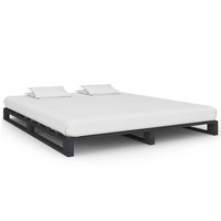 Palettenbett Grau Massivholz Kiefer 180X200 Cm Bett Bettrahmen Bettgestell