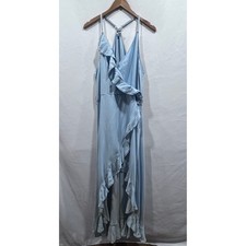 Guess Los Angeles Light Wash Lyocell Ruffle Wrap Boho Maxi Dress Women's XL
