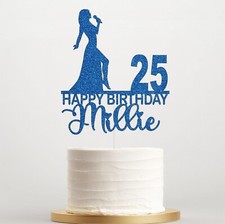 Personalised Solo Woman Karaoke Singer Birthday Cake Topper Glitter Decor
