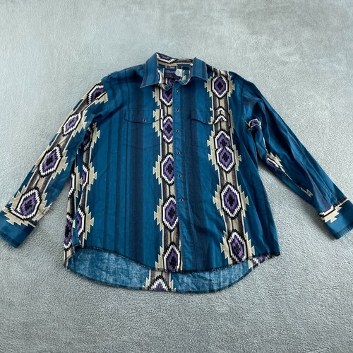 Vintage Wrangler Western Shirt X-Long Tails 18-36 XL Aztec Pattern 1840