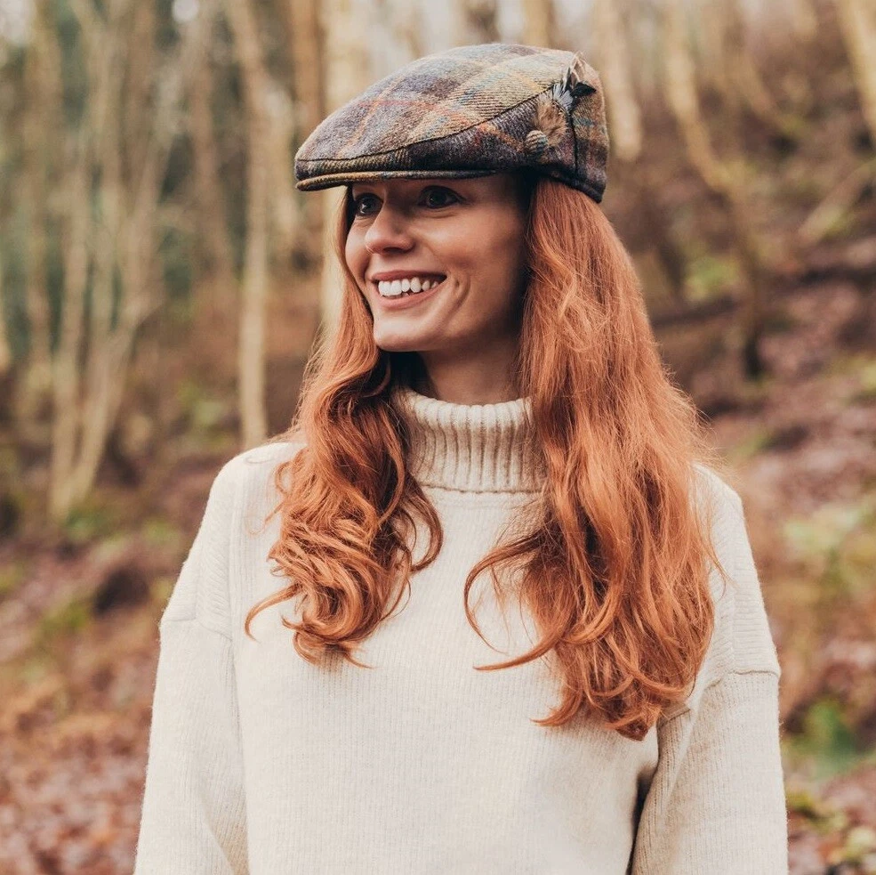 Failsworth Ladies Country Flat Cap With Feather Choice of Colours 2 Sizes