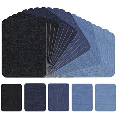 20 Pack 100% Cotton Iron On Fabric Patches for Sewing Clothing Pants Repair