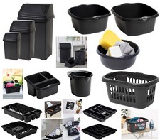 Cestino oscillante plastica cucina nera ciotole scarico posate vassoio secchio ordinato Regno Unito