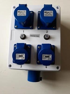 IECCEE 32amp to 4 x 16amp sockets events dist.. box( garages,generators,hook-up)