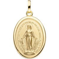 AnhäNger Heilige Maria Milagrosa Aus 333 Gold Gelbgold Teilmattiert Oval, Damen