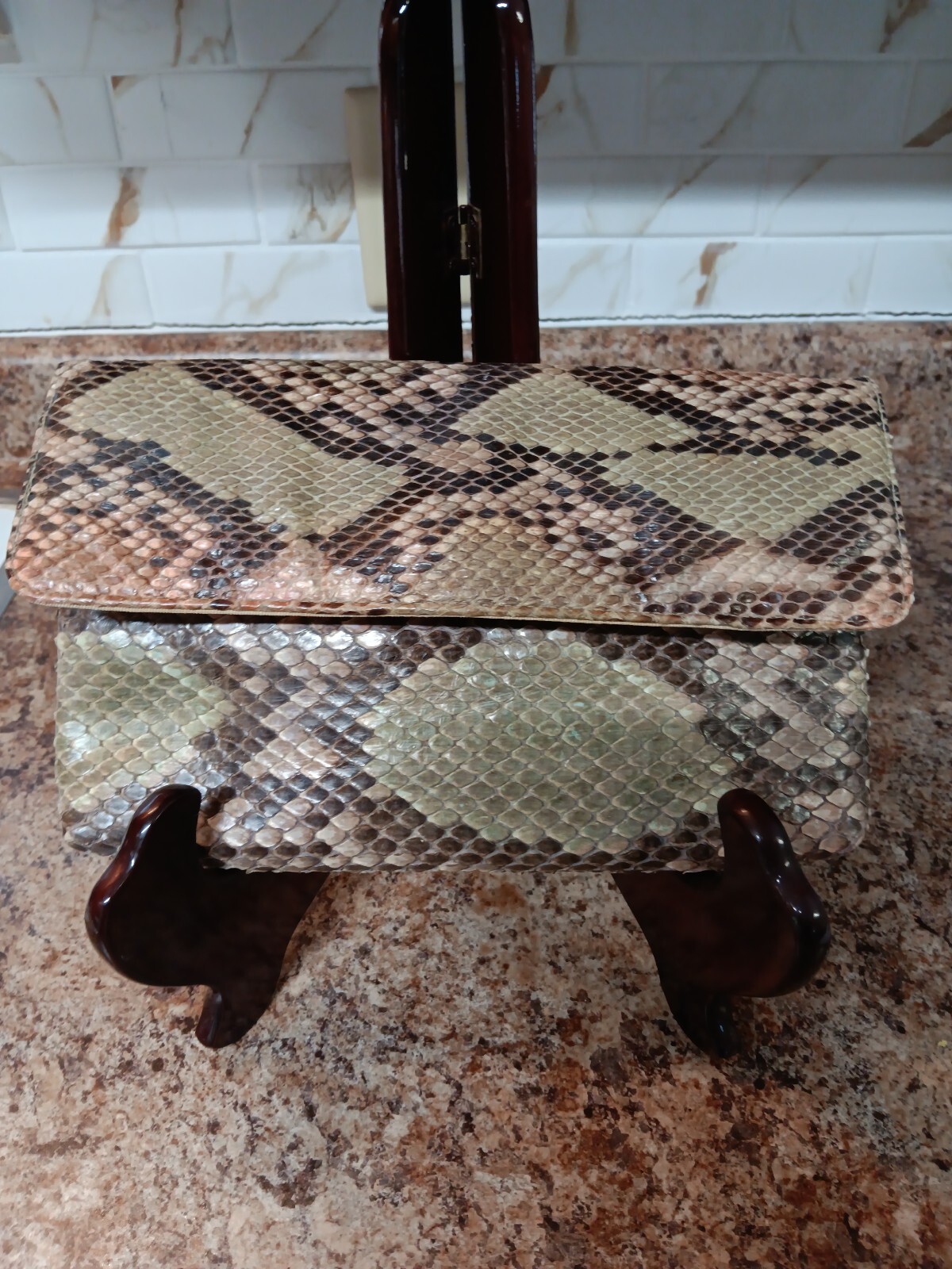 vintage EXOTIC PYTHON SKIN CLUTCH SNAKESKIN Handb… - image 6