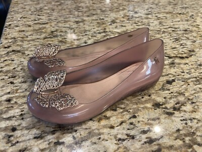 Mini Melissa Cinderella Shoes Big Girls size youth, EUC