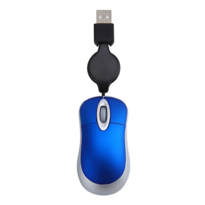 USB mini Maus optisch design optical Mouse PC Laptop Kabel aufrollbar Blau