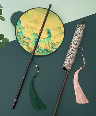 Waist Fan Can Roll Round Fan, Ancient Hanfu, Chinese Style, Su Hanging Waist Fan