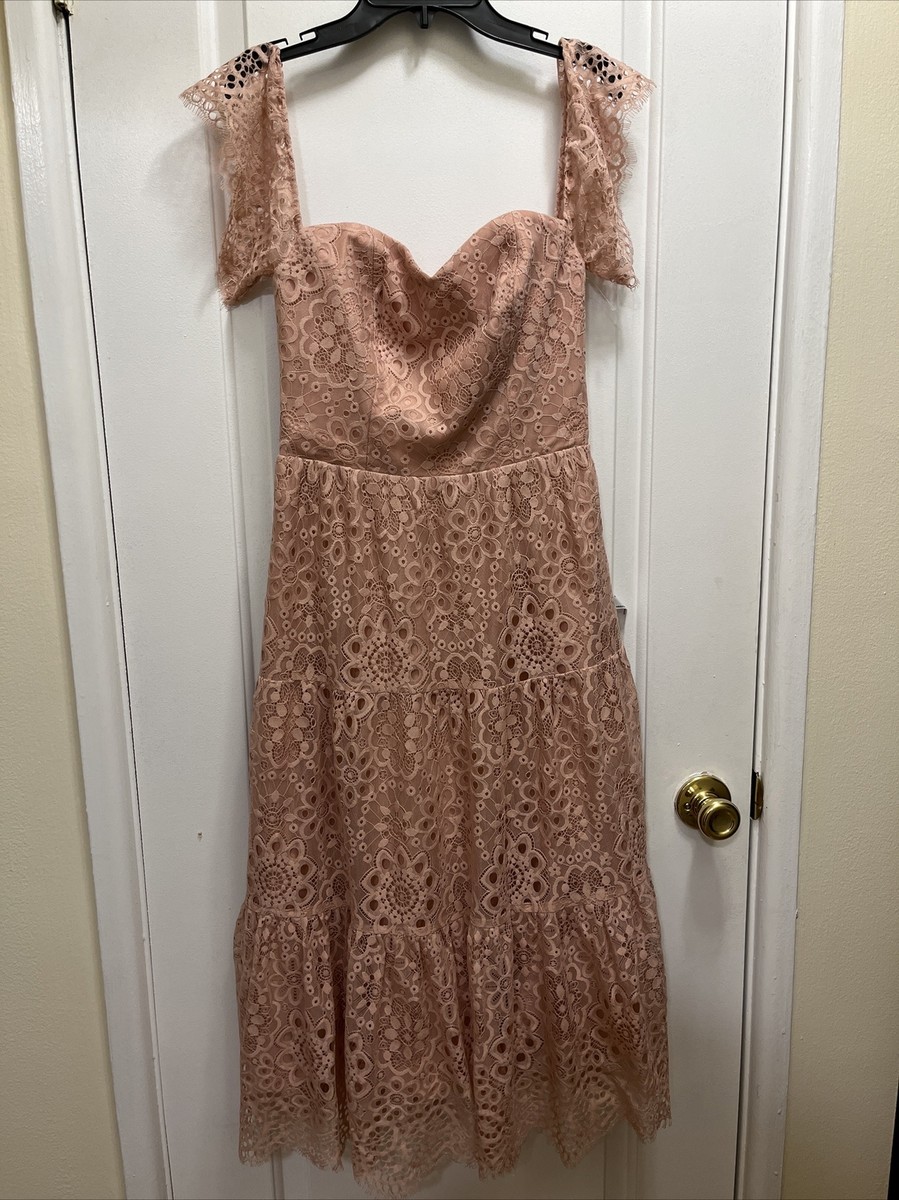DRESS THE POPULATION River Lace Off the Shoulder Fit & Flare Dress Flowy  Ruffle | eBay