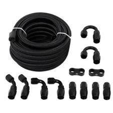 AN10 20FT Fuel Line Kit 10AN Nylon Braided Fuel Hose Fitting Kit CPE Oil Line