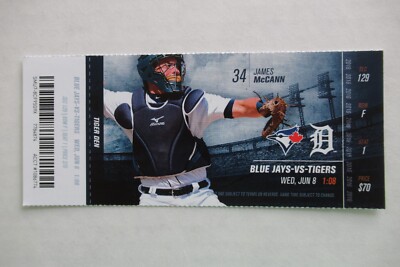 DETROIT TIGERS VS BLUE JAYS 6/8/2016 FULL TICKET ~ JOSH DONALDSON (HR/TRIPLE)
