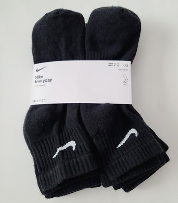 Nike Dri-Fit 6-pack Ankle socks everyday cotton 6pk sport socks size L Black