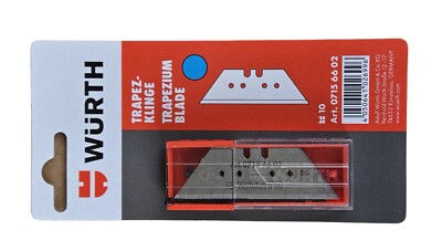 WÜRTH Trapezklingen Trapezmesser Ersatzklingen 10 Stück in Spenderbox 07156602