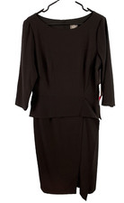 NWT Vince Camuto Angled Ruffle Sheath Dress black SZ 12 Classic Stretch Career