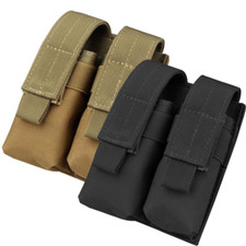 Tactical 9mm Molle Double Magazine Pouch Flashlight Holder Pistol Mag Holster