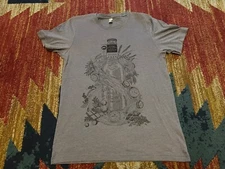 Mens Sz M Goose Island Beer company Bourbon Whiskey graphic script T-Shirt Gray