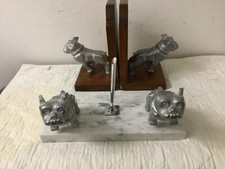 Mack Truck Chrome Bulldog Hood Ornament Patent 87931 Desk Set Bookends Lot