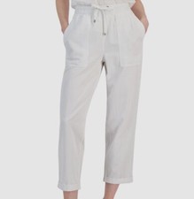 Tommy Hilfiger Womens White High-Rise Cuffed Twill Pants Size: M