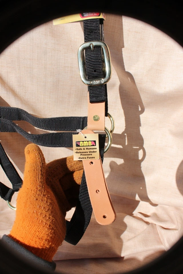 Paquete de 5 - NUEVO CON ETIQUETAS BMB Cabestro de seguridad separador tamaño caballo con herrajes de latón NEGRO Foto 4 de 4