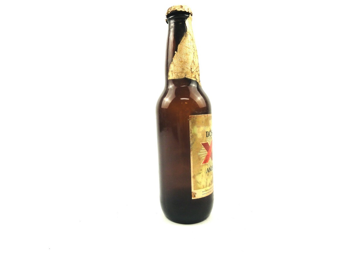 Dos Equis Amber Beer 12 Ounce Empty Glass Beer Bottle Brown Mexico