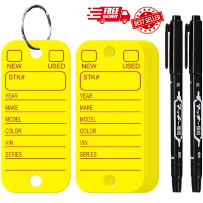 KIUKIUO Poly Key Tags Label With Rings Plastic Car Key Chain Tags Lot For Dealer 200 PCS