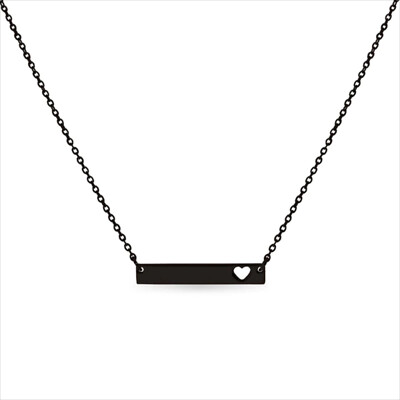 Personalized18K GF Bar Name Necklace, Custom Engraved Heart Bar Name Necklace