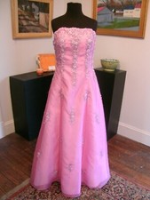 Prom Pageant Homecoming Strapless Organza Aline Color: Begonia Pink Size: 16