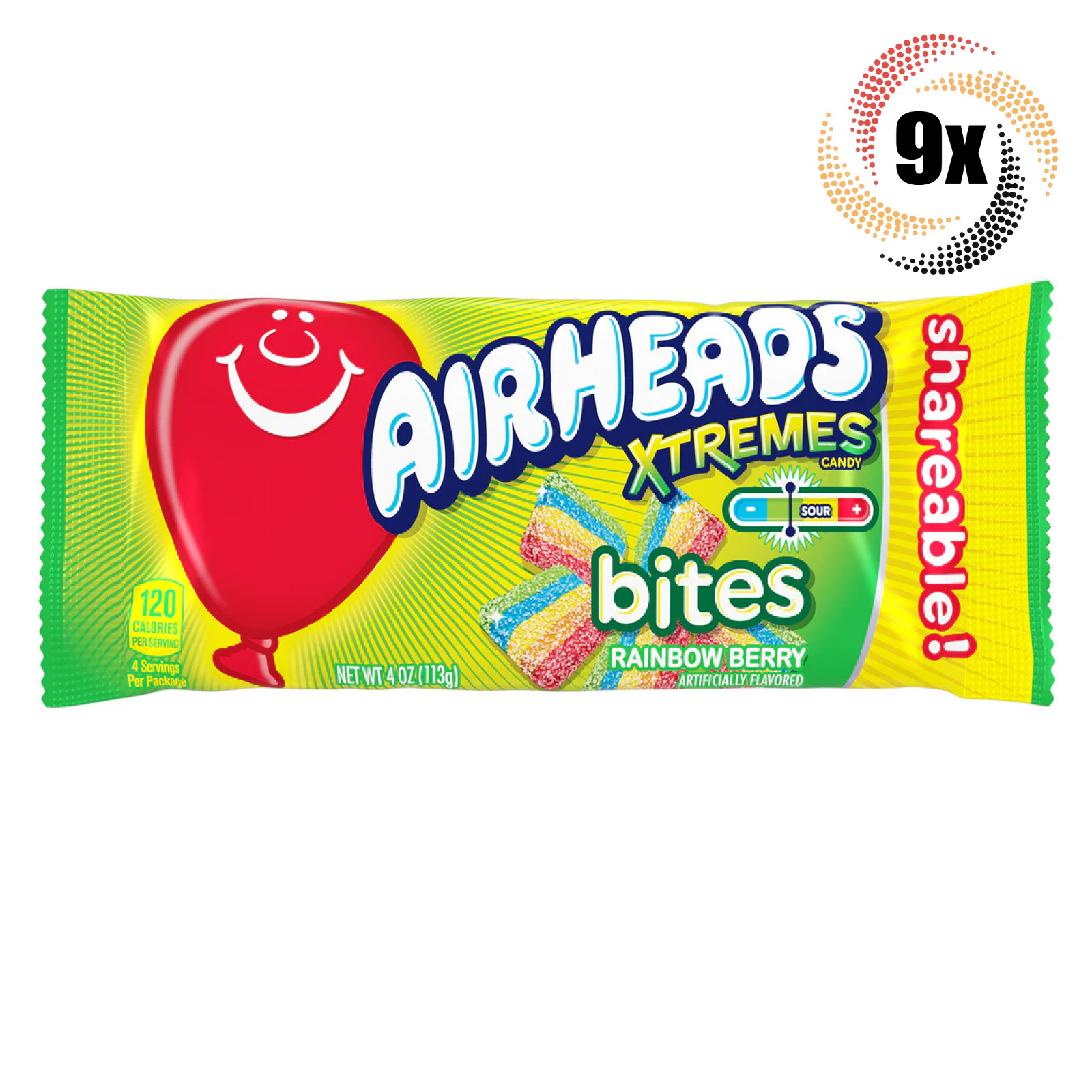 9 упаковок жевательных конфет Airheads Xtremes Rainbow Berry в ассортименте 4 унции 7690₽